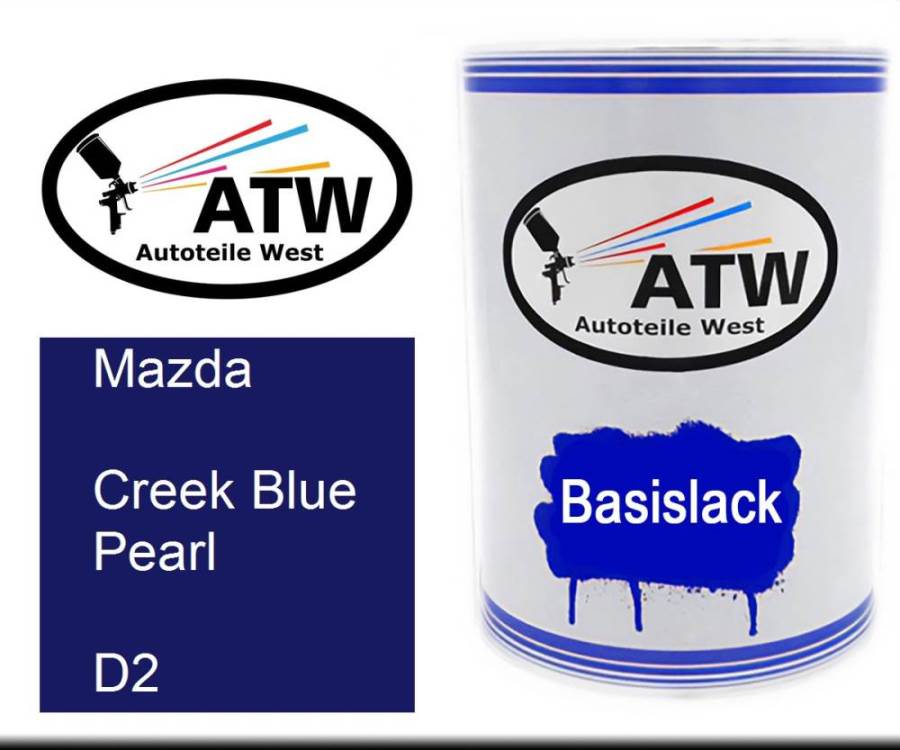 Mazda, Creek Blue Pearl, D2: 500ml Lackdose, von ATW Autoteile West.